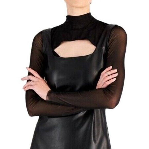 AND NOW THIS Cutout Mesh Black Top - NWT - Size Small - Picture 1 of 2
